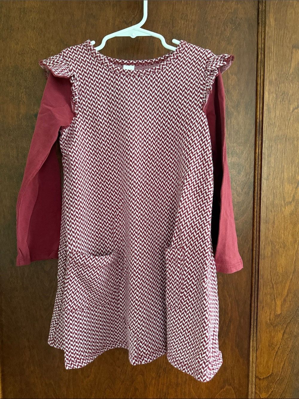 Harper Canyon Maroon Chevron Knit Dress with Long-Sleeve Layer
